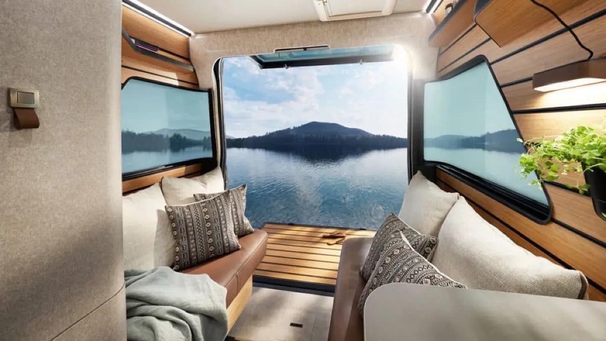 Hymer venture s : un salon avec une terrasse